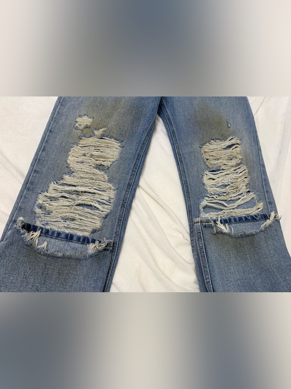 RETROFĂTE NEW Distressed Designer Vintage Denim Set Jean Jacket and Pants - Picture 12 of 15